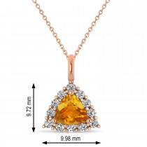 Diamond & Citrine Trillion Cut Pendant Necklace 14k Rose Gold (1.26ct)