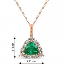 Diamond & Emerald Trillion Cut Pendant Necklace 14k Rose Gold (1.28ct)