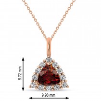 Diamond & Garnet Trillion Cut Pendant Necklace 14k Rose Gold (1.7ct)