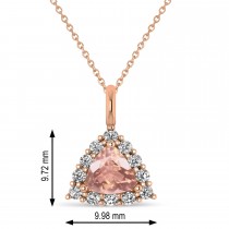 Diamond & Morganite Trillion Cut Pendant Necklace 14k Rose Gold (1.24ct)