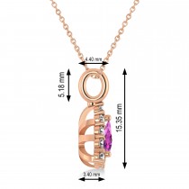 Diamond & Pink Sapphire Trillion Cut Pendant Necklace 14k Rose Gold (1.78ct)