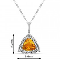 Diamond & Citrine Trillion Cut Pendant Necklace 14k White Gold (1.26ct)