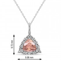 Diamond & Morganite Trillion Cut Pendant Necklace 14k White Gold (1.24ct)