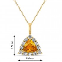 Diamond & Citrine Trillion Cut Pendant Necklace 14k Yellow Gold (1.26ct)