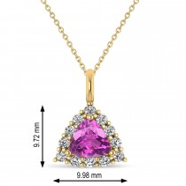 Diamond & Pink Sapphire Trillion Cut Pendant Necklace 14k Yellow Gold (1.78ct)