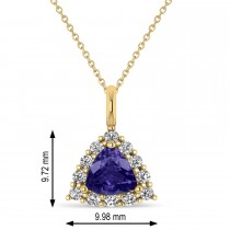 Diamond & Tanzanite Trillion Cut Pendant Necklace 14k Yellow Gold (1.53ct)