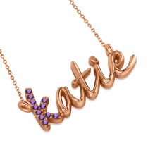 Personalized Amethyst Nameplate Pendant Necklace 14k Rose Gold