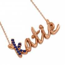 Personalized Blue Sapphire Nameplate Pendant Necklace 14k Rose Gold