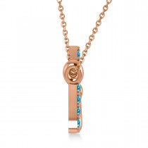 Personalized Blue Topaz Nameplate Pendant Necklace 14k Rose Gold