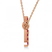 Personalized Ruby Nameplate Pendant Necklace 14k Rose Gold