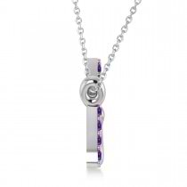 Personalized Amethyst Nameplate Pendant Necklace 14k White Gold