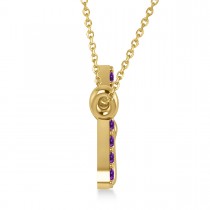 Personalized Amethyst Nameplate Pendant Necklace 14k Yellow Gold