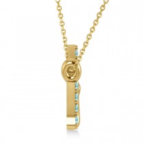 Personalized Aquamarine Nameplate Pendant Necklace 14k Yellow Gold