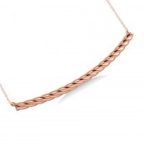 Curved Rope Bar Trapeze Pendant Necklace 14k Rose Gold