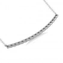 Curved Rope Bar Trapeze Pendant Necklace 14k White Gold