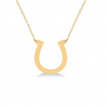 Plain Metal Horseshoe Pendant Necklace 14k Yellow Gold