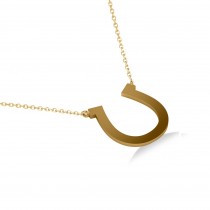 Plain Metal Horseshoe Pendant Necklace 14k Yellow Gold