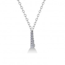 Curved Diamond Accented Pendant Necklace 14k White Gold (2.00ct)