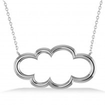 Cloud Outline Pendant Necklace 14k White Gold