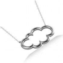 Cloud Outline Pendant Necklace 14k White Gold