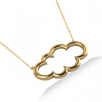 Cloud Outline Pendant Necklace 14k Yellow Gold