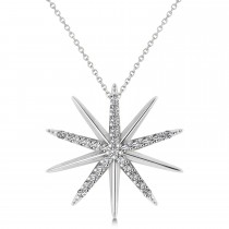 Diamond Starburst Pendant Necklace 14k White Gold (0.13ct)