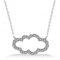 Cloud Outline Diamond Pendant Necklace 14k White Gold (0.23ct)
