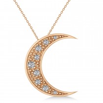 Diamond Crescent Moon Pendant Necklace 14K Rose Gold (0.15ct)
