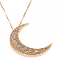 Diamond Crescent Moon Pendant Necklace 14K Rose Gold (0.15ct)