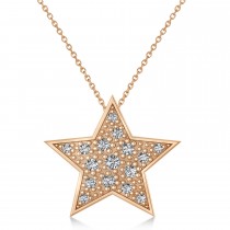 Diamond Accented Star Pendant Necklace 14K Rose Gold (0.26ct)