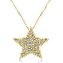 Diamond Accented Star Pendant Necklace 14K Yellow Gold (0.26ct)