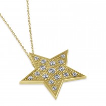 Diamond Accented Star Pendant Necklace 14K Yellow Gold (0.26ct)