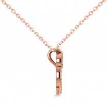 Owl Diamond Pendant Necklace 14k Rose Gold (0.09ct)