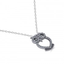 Owl Diamond Pendant Necklace 14k White Gold (0.09ct)