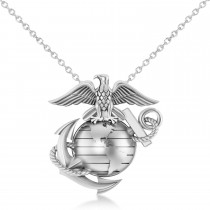 United States Marine Corps Badge Men's Pendant 14k White Gold