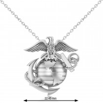 United States Marine Corps Badge Men's Pendant 14k White Gold