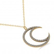 Diamond Crescent Moon Pendant Necklace 14K Yellow Gold (0.46ct)