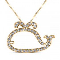 Diamond Nautical Whale Pendant Necklace in 14k Yellow Gold (0.20ct)