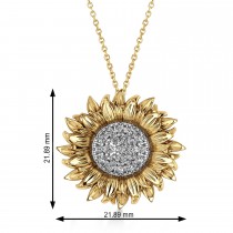 Large Sunflower Diamond Pendant Necklace 14k Two-Tone Gold (0.38ct)