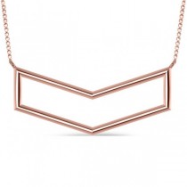 V-Shaped Chevron Bar Pendant Necklace Plain Metal 14k Rose Gold