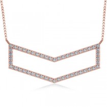Diamond V-Shaped Chevron Bar Pendant Necklace 14k Rose Gold (0.50ct)