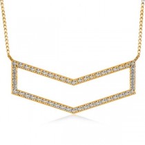 Diamond V-Shaped Chevron Bar Pendant Necklace 14k Yellow Gold (0.50ct)