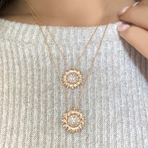 Sunflower Diamond Pendant Necklace 14k Rose Gold (0.19ct)