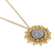 Sunflower Diamond Pendant Necklace 18k Two-Tone Gold (0.19ct)