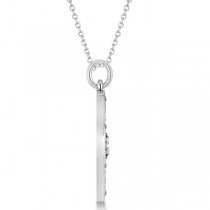 Compass Necklace Pendant Diamond Accented 14k White Gold (0.19ct)