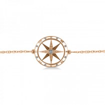 Diamond Nautical Compass Bracelet 14k Rose Gold (0.19ct)