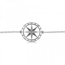 Diamond Nautical Compass Bracelet 14k White Gold (0.19ct)