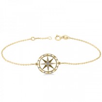 Diamond Nautical Compass Bracelet 14k Yellow Gold (0.19ct)
