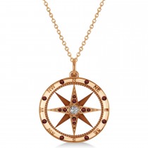 Compass Pendant Garnet & Diamond Accented 14k Rose Gold (0.19ct)