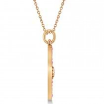 Compass Pendant Pink Sapphire & Diamond Accented 18k Rose Gold (0.19ct)